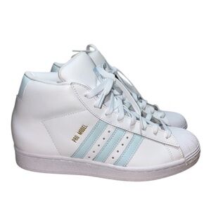 EUC Adidas Pro Model ‘Cloud White/Sky Tint’ High Top FV4492 Men’s Size 7 Women 8